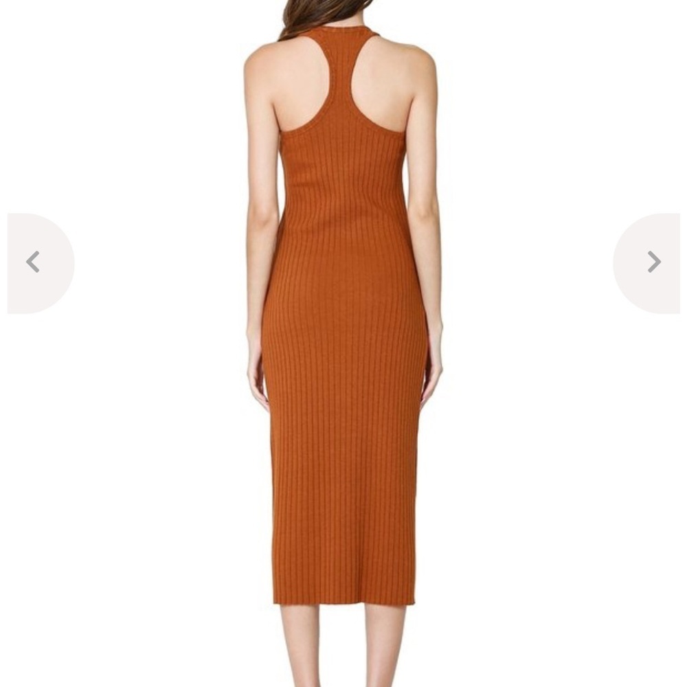 Vince Terracotta Ribbed Razorback Tank Midi Dress - Picture 2 of 8